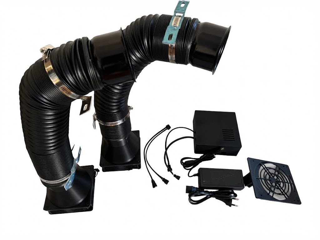 Gaines flexibles orientables avec colliers inox et pattes de fixation
