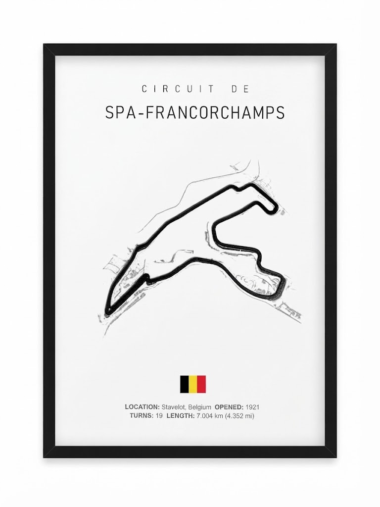 Tableau Circuit 3D Spa-Francorchamps, vue de face